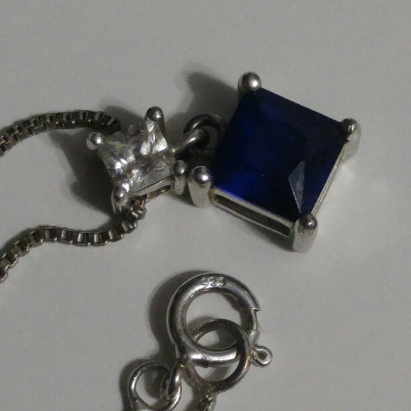 🎉HP🎉 Sapphire & CZ Sterling Silver Necklace - Picture 4 of 4
