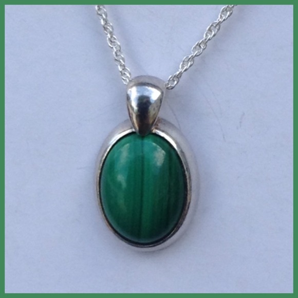 925 Sterling Silver Malachite Charm - Picture 2 of 3