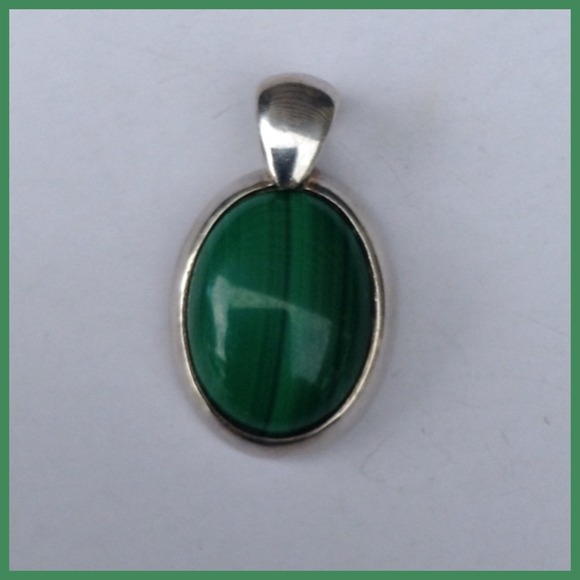 925 Sterling Silver Malachite Charm - Picture 3 of 3