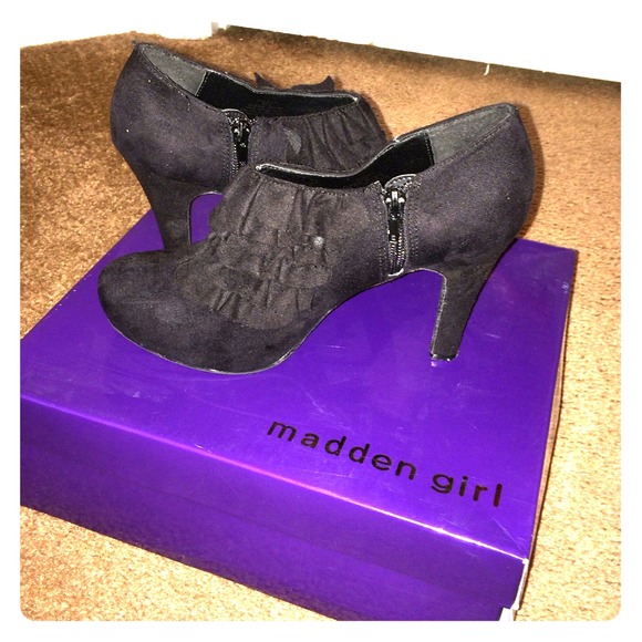 Madden Girl Black Suede Booties