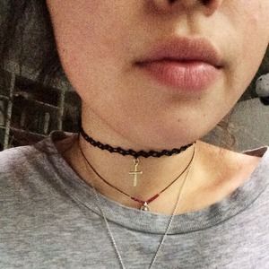 Cross tattoo choker