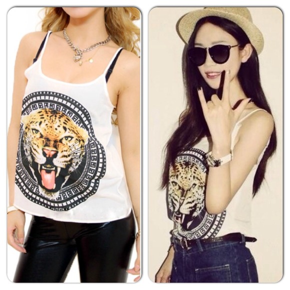 Tops - Tiger Print Crop Tank Top - Adjustable Straps BNWT