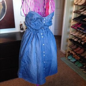 ON HOLD Denim Spaghetti strap dress
