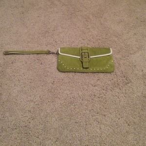 Authentic Green Leather Wristlet