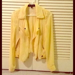 Yellow chiffon moto jacket