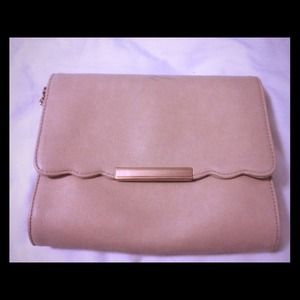 Cream Clutch with gold chain