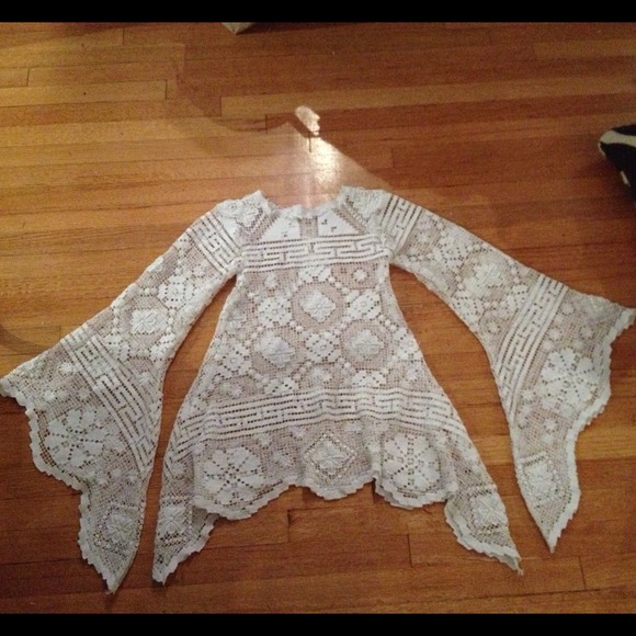 Hippie Boho Gypsy Bell Sleeve Crochet Dress