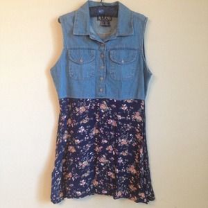 Vintage denim floral dress