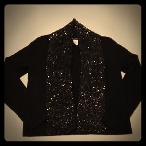 Black Jcrew Sequin 100% Wool Sweater