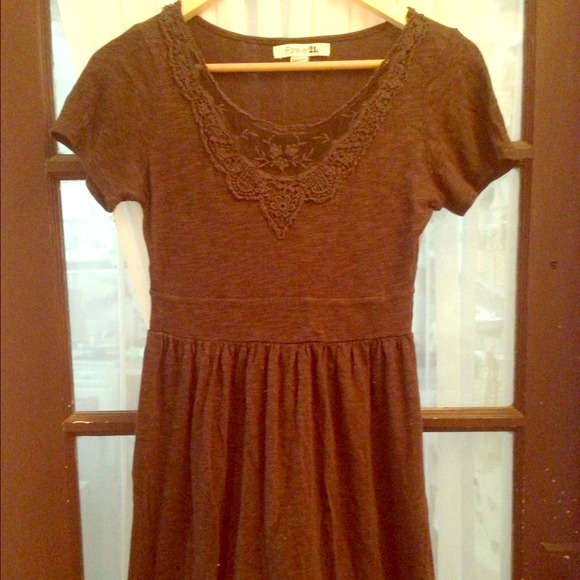 Chocolate brown forever 21 dress with lace