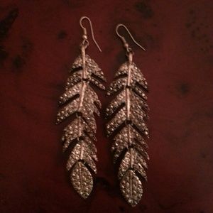 metal feather earrings
