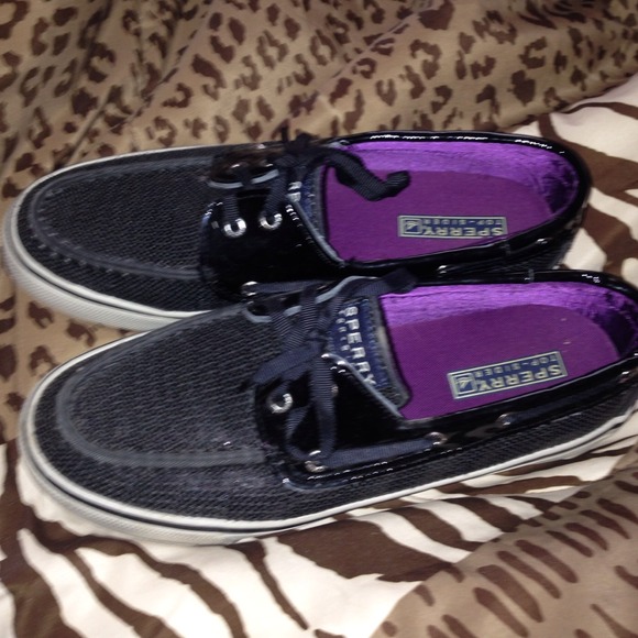 ❌SOLD❌ Black Sequin Sperrys size 7 - Picture 1 of 2