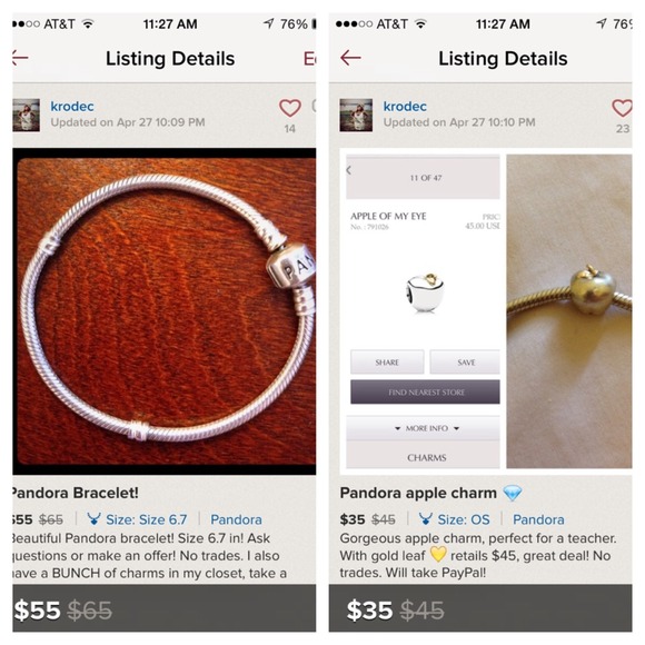 Bundle Pandora bracelet and apple charm!