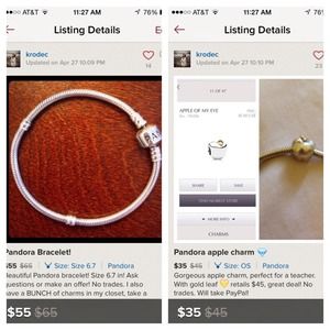 Bundle Pandora bracelet and apple charm!