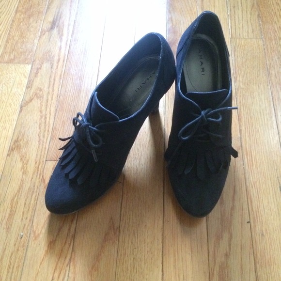 Tahari "Temple" Laced Bootie in Black Suede - Picture 2 of 3