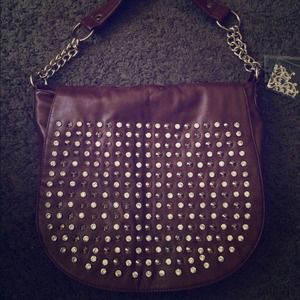 Brown studded handbag