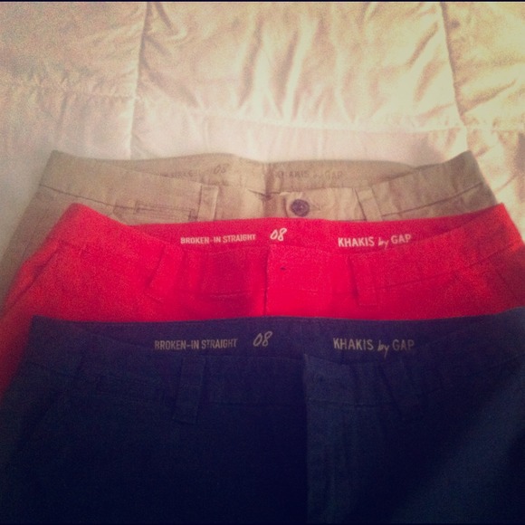 3 Broken in Straight Khakis by Gap
