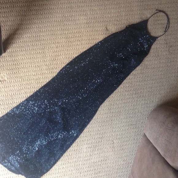 Vintage Black Beaded Evening Dress/Gown
