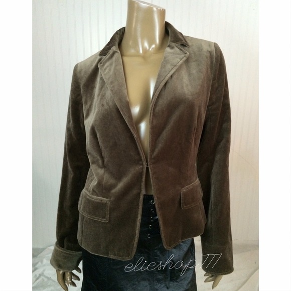 J.Crew Brown Cotton Velvet Hook Closure Blazer