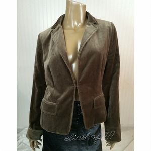 J.Crew Brown Cotton Velvet Hook Closure Blazer