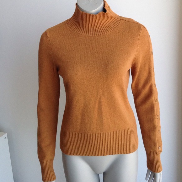 Side snap turtleneck by MOTH. Gold/Camel color.