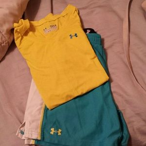 Under Armour work out shorts and tee shirt