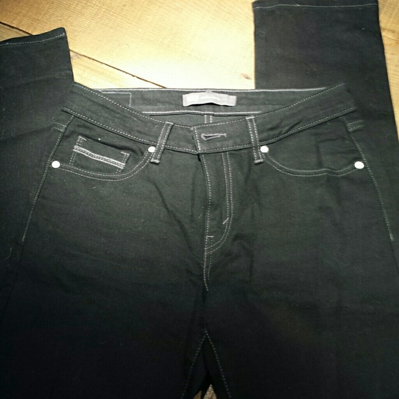 Black, straight legged Levis.