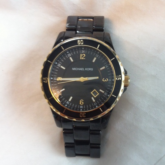 Michael Kors Black faux ceramic watch (ON HOLD)