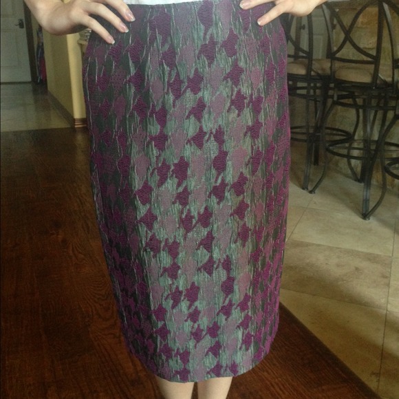 Midi Purple & Silver Pencil Skirt