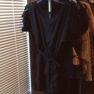 Black Romper with Lace Detail