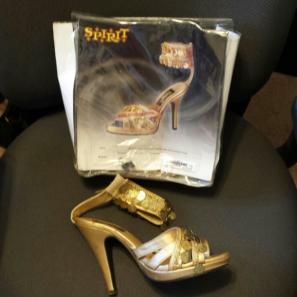 Gold heels with cold coins.