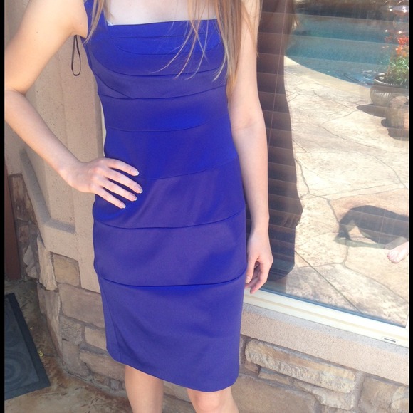 Royal Blue Satin Cocktail Dress.