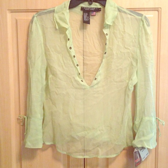 Lime green sheer Rampage blouse