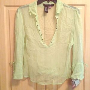 Lime green sheer Rampage blouse