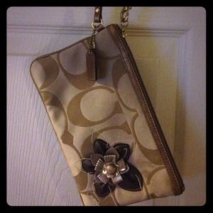 Brown Coach wristlet