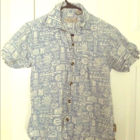 Small blue and white Hawaiian shirt