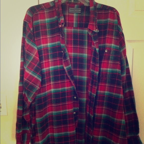 Oversized Red and Green Flannel Button Up
