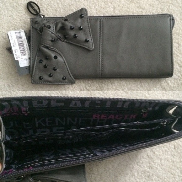 NWT Kenneth Cole Reaction Leather Bow Wristlet