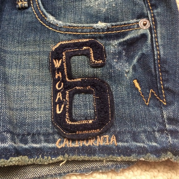 Who A U Blue Denim Shorts NWT Size 25 0 New - Picture 2 of 4