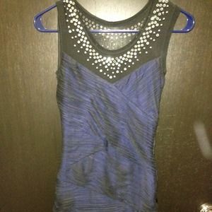 BCBG form fitting dress with crystals
