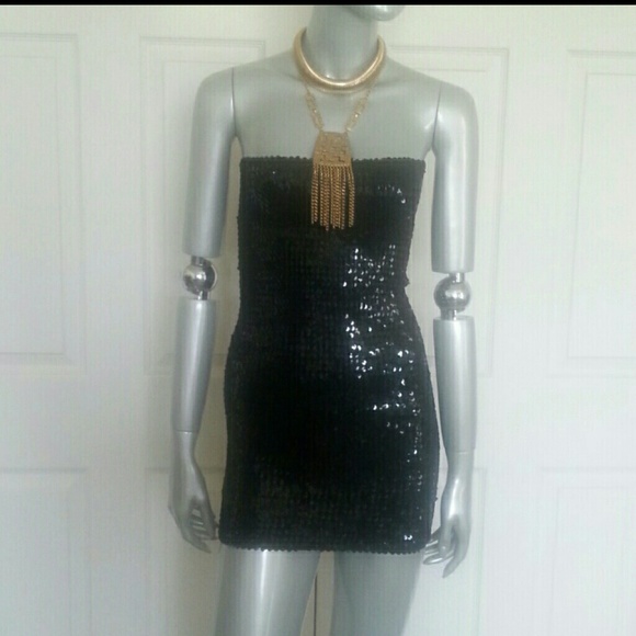Black Sequin Stretch Skirt or Dress - Picture 2 of 3