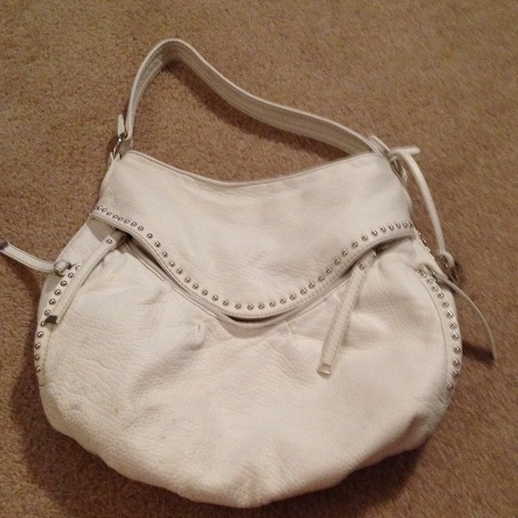 Large white leather purse