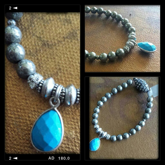 **SOLD**Pyrite with Turquoise Pendant Bracelet.