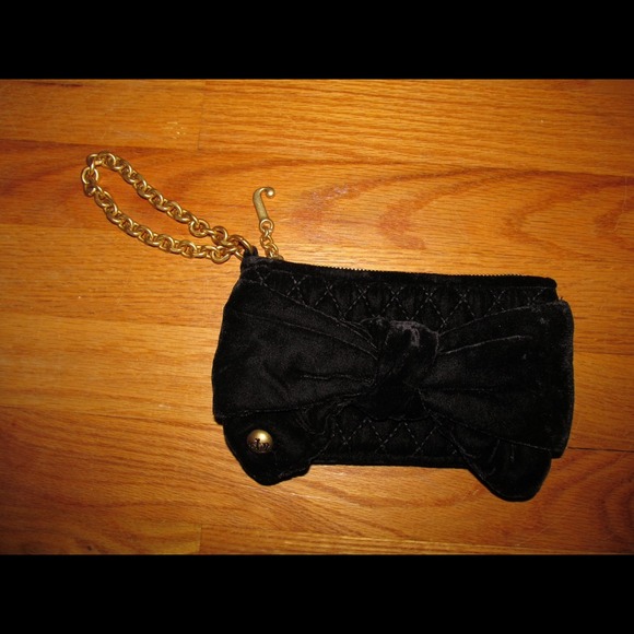Juicy Couture black velvet quilted wristlet