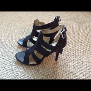 REDUCED ! Black snake skin style strappy sandals!