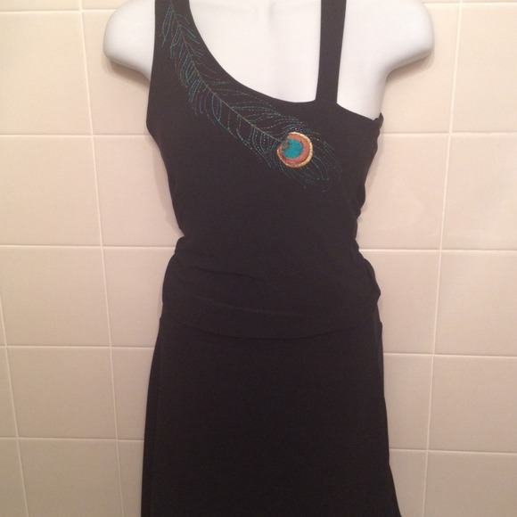 💥Arden B. black peacock feather dress💥