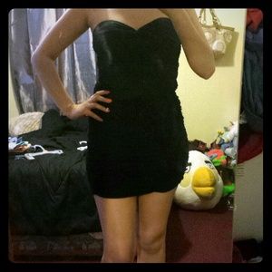 Black strapless dress