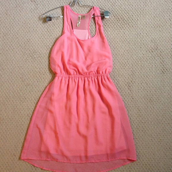 Pink chiffon high-low dress