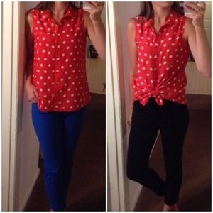 Charlotte Russe Red w/ White Polka Dots Blouse