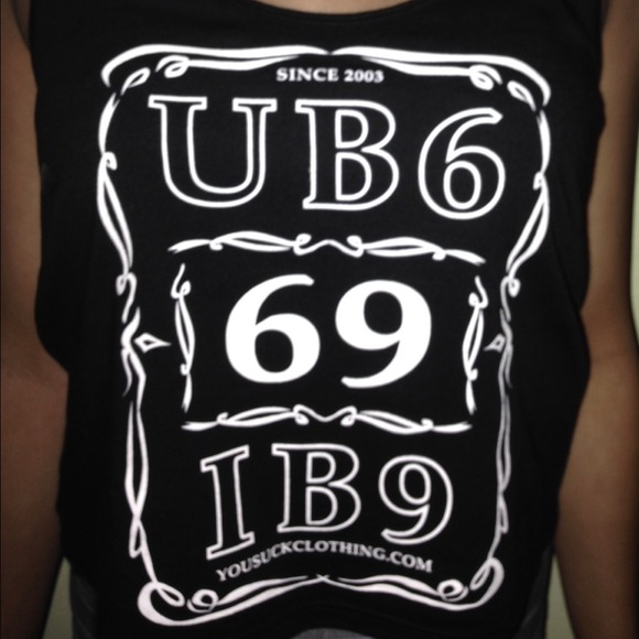 BRAND NEW!!! Flowy black tank with UB6 IB9 on it!